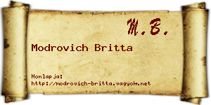 Modrovich Britta névjegykártya